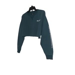 Playboy by Pacsun Sweatshirt Women's Medium 2020 Crop Top Crewneck Green Logo